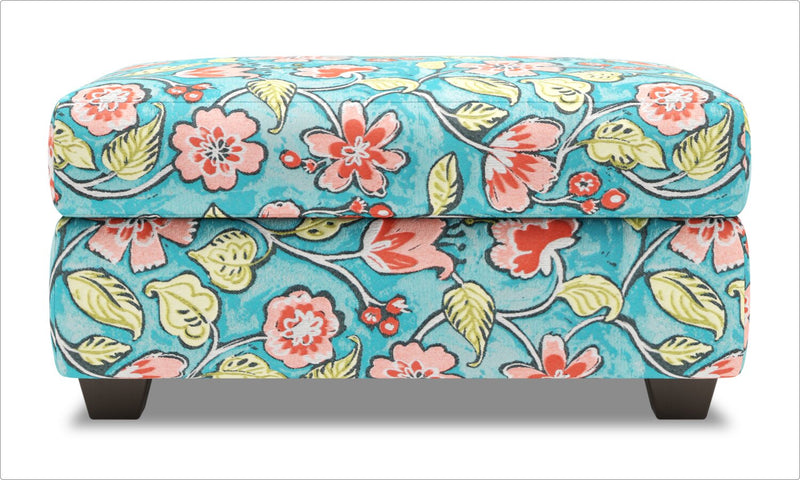 Pouf de rangement personnalisable The Trunk de Sofa Lab de 39 po fabriqué au Canada en tissu - Malibu multicolore