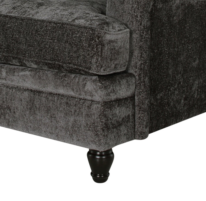 Fauteuil Bellmont de 38 po fabriqué au Canada en tissu de chenille avec pattes en bois - gris anthracite