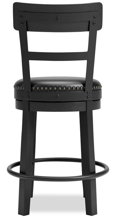 Tabouret Otis de hauteur comptoir en tissu de cuir végétalien et en métal avec siège pivotant - noir