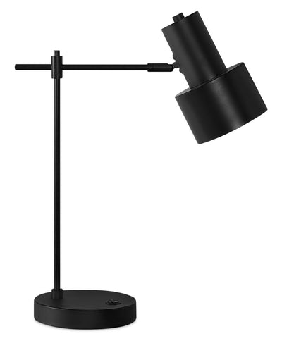 21" Black Metal Desk/Task Lamp with USB Charging|Lampe de travail et de bureau de 21 po en métal noir avec recharge USB