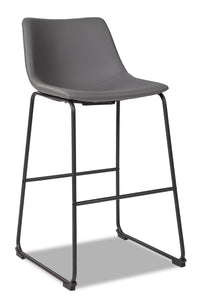 Tabouret bar Cole en tissu de cuir végétalien et en métal - gris