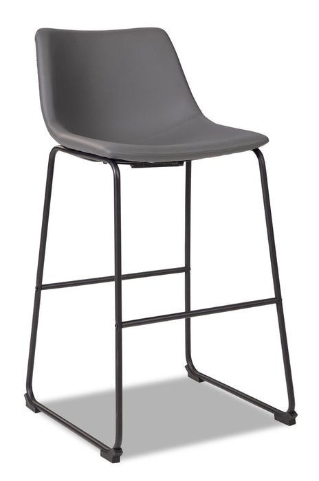 Tabouret bar Cole en tissu de cuir végétalien et en métal - gris