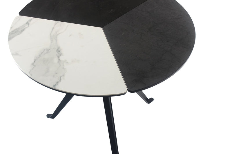 Table à café ronde moderne Titan de 25,2 po - blanche, grise et noire