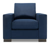 Fauteuil Track de Sofa Lab personnalisable de 38 po fabriqué au Canada en tissu d’apparence lin avec accoudoirs rectilignes - bleu Pax Navy