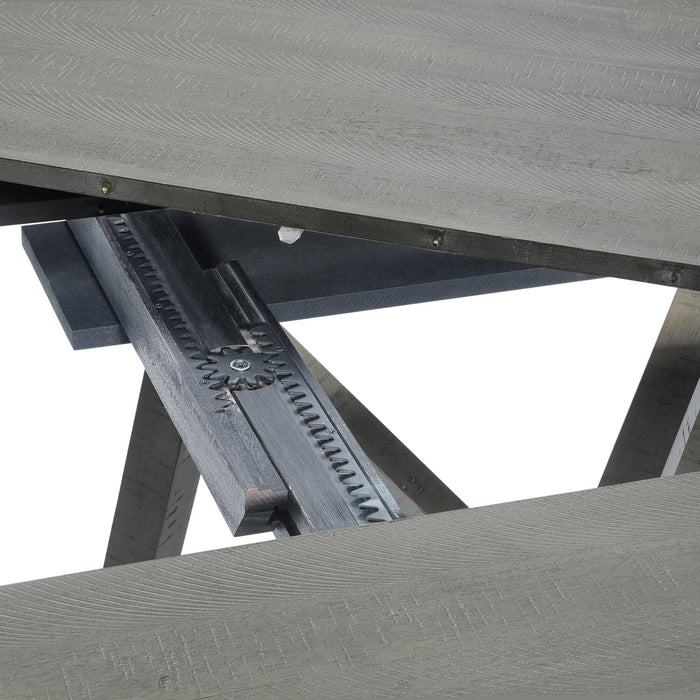 Ensemble de salle à manger Alto 7 pièces avec table ronde, rallonge de 48 po à 66 po (L), base à tréteaux et 6 chaises - gris