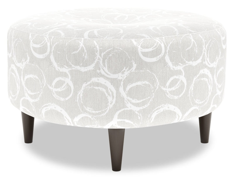 Pouf personnalisable The Curve de Sofa Lab de 31 po fabriqué au Canada en tissu - blanc Mist White