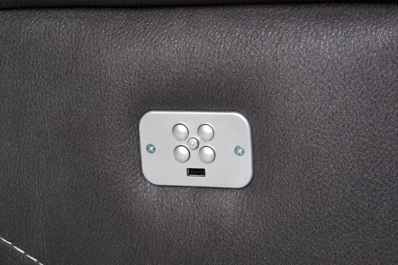 Sofa à inclinaison électrique Floy de 116,5 po en suédine avec appuie-têtes électriques et ports USB - gris