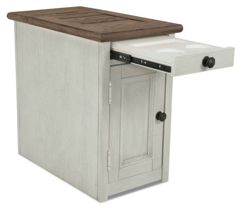 Table de fauteuil rustique Colby de 14 po avec rangement - bois deux teintes