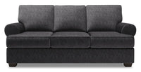 Sofa-lit Roll de Sofa Lab de 86 po fabriqué au Canada en tissu de chenille avec accoudoirs enroulés - gris Luxury Charcoal