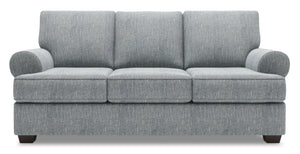 Sofa personnalisable Roll de Sofa Lab de 86 po fabriqué au Canada en tissu d’apparence lin avec accoudoirs enroulés - gris Luna Pewter