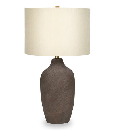 27" Grey Ceramic Table Lamp with Beige Shade|Lampe de table de 27 po en céramique grise avec abat-jour beige