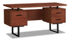 Bureau réversible Teagan de 60 po à 3 tiroirs - cerisier
