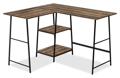 Evlin 42" L-Shaped Office Desk with Shelves - Brown|Bureau en forme de L Evlin de 42 po à tablettes - brun