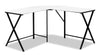 Bureau en coin en forme de L Lidia de 55,25 po - blanc