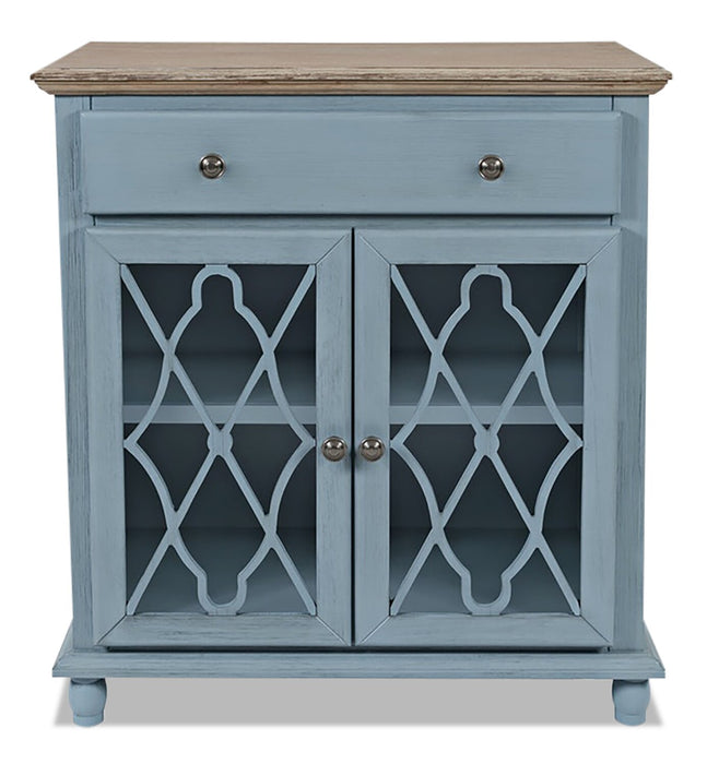 Armoire décorative Carmine de 31 po avec portes en verre - bleue