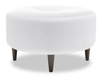 Pouf The Curve de Sofa Lab de 31 po fabriqué au Canada en tissu d’apparence lin - blanc Pax Ice