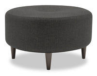 Pouf The Curve de Sofa Lab de 31 po fabriqué au Canada en tissu d’apparence lin - gris Luna Kohl