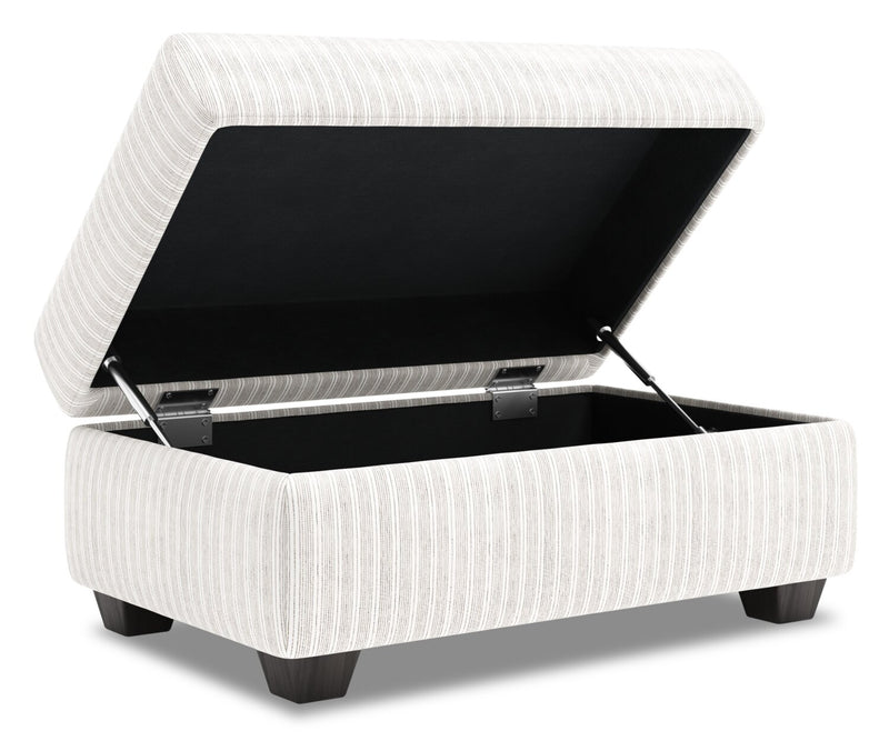 Pouf de rangement personnalisable The Trunk de Sofa Lab de 39 po fabriqué au Canada en tissu - blanc Dolphin White