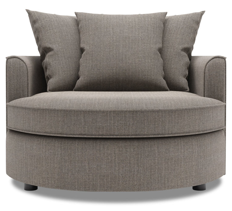 Fauteuil d’appoint enveloppant Sofa Lab personnalisable de 48 po fabriqué au Canada en tissu d’apparence lin - gris Luna Smoke