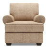Fauteuil Roll de Sofa Lab personnalisable de 42 po fabriqué au Canada en tissu de chenille avec accoudoirs enroulés - taupe Luxury Taupe