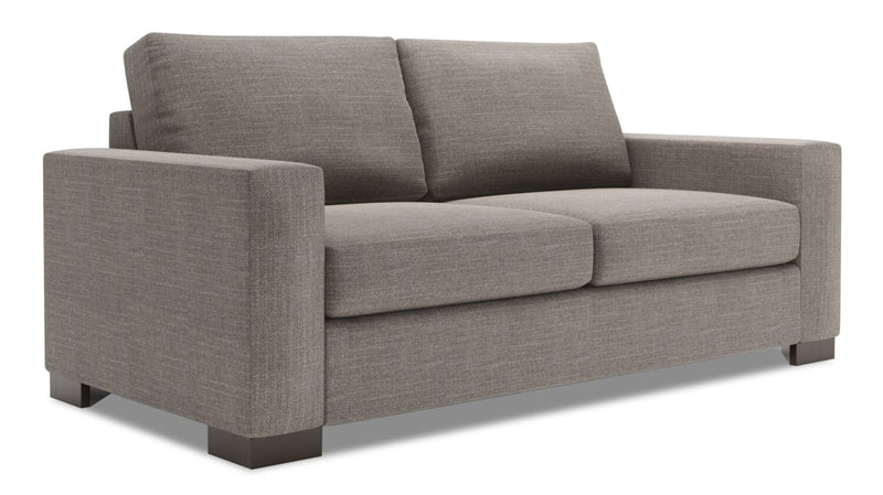 Sofa personnalisable Track de Sofa Lab de 75 po de format condo fabriqué au Canada en tissu d’apparence lin avec accoudoirs rectilignes - gris Luna Smoke