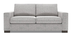 Sofa personnalisable Track de Sofa Lab de 75 po de format condo fabriqué au Canada en tissu d’apparence lin avec accoudoirs rectilignes - gris Luna Domino