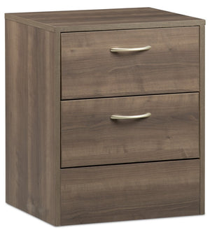 Table de nuit Arlo de 18,3 po (L) x 22 po (H) à 2 tiroirs, fabriquée au Canada - gris-brun