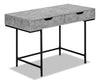 Bureau Butler de 47,25 po à 2 tiroirs - imitation de pierre grise