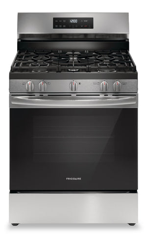 Cuisinière à gaz Frigidaire de 5,1 pi³ avec préchauffage rapide et surface de cuisson à 5 brûleurs - acier inoxydable - FCRG3062AS