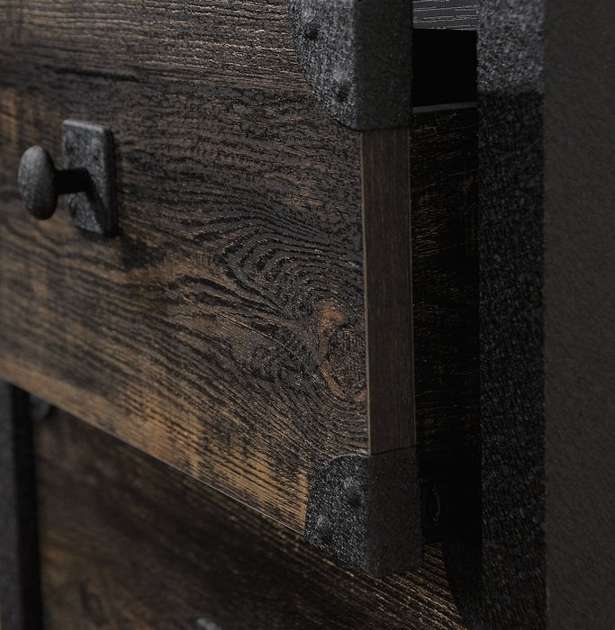 Bureau en forme de L Lewis de 59,84 po à 2 tiroirs - chêne carbone