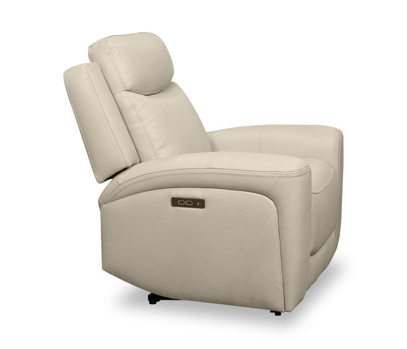 Fauteuil à inclinaison électrique Prescott de Scott Living de 42,5 po en cuir véritable avec appuie-tête électrique - gris platine