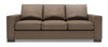 Sofa personnalisable Track de Sofa Lab de 85 po fabriqué au Canada en tissu d’apparence lin avec accoudoirs rectilignes - brun Luna Praline