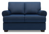 Causeuse personnalisable Roll de Sofa Lab de 64 po fabriquée au Canada en tissu d’apparence lin avec accoudoirs enroulés - bleu Pax Navy