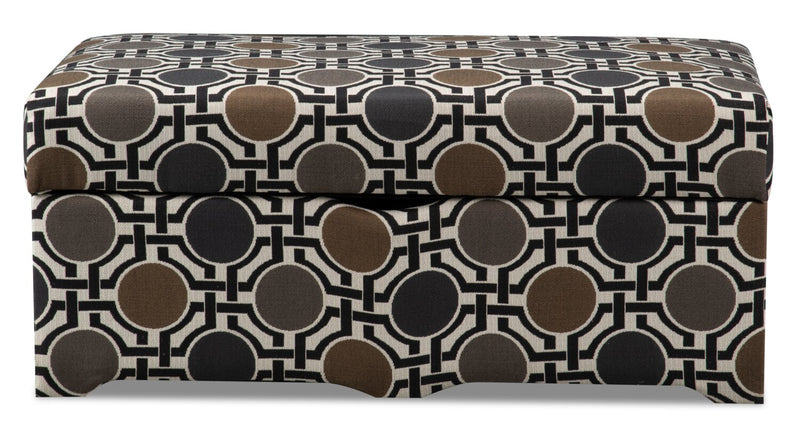 Pouf de rangement d’appoint Nina de 39 po fabriqué au Canada en tissu d’apparence lin