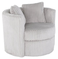 Fauteuil d’appoint pivotant Cuddler Petite de 36 po fabriqué au Canada en tissu de chenille - gris Groove Mist
