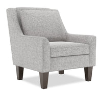 Fauteuil d’appoint club Sofa Lab de 29 po fabriqué au Canada en tissu d’apparence lin avec pattes en bois - gris Luna Domino