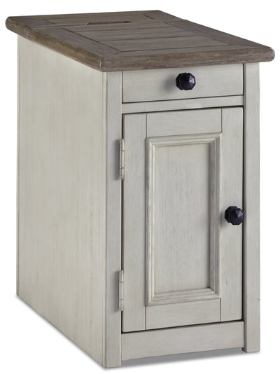Colby Chairside Table - Rustic style End Table in Weathered oak and antique white