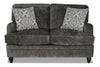 Causeuse Bellmont de 64 po fabriquée au Canada en tissu de chenille avec coussins réversibles et pattes en bois - gris anthracite