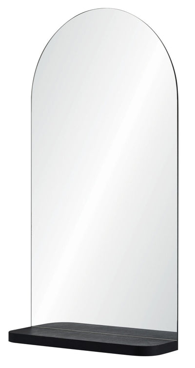 Rounded Black Mirror with Shelf - 20" x 36"