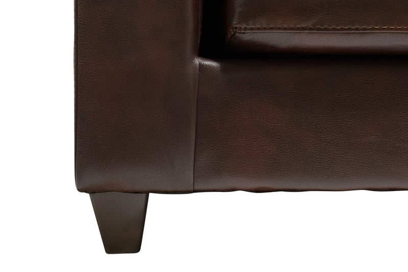 Sofa sectionnel de droite Addison 2 pièces fabriqué au Canada en tissu d’apparence cuir avec coussins de siège amovibles - brun
