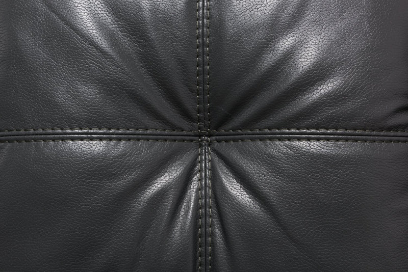 Causeuse Addison de 63 po fabriquée au Canada en tissu d’apparence cuir avec coussins de siège amovibles et capitonnage - grise