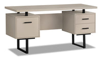 Bureau réversible Teagan de 60 po à 3 tiroirs - taupe clair