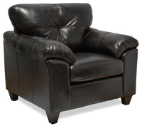 Fauteuil Addison de 42 po fabriqué au Canada en tissu d’apparence cuir avec coussin de siège amovible et capitonnage - noir mûre