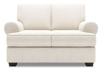 Causeuse Roll de Sofa Lab de 64 po fabriquée au Canada en tissu d’apparence lin avec accoudoirs enroulés - beige Luxury Sand