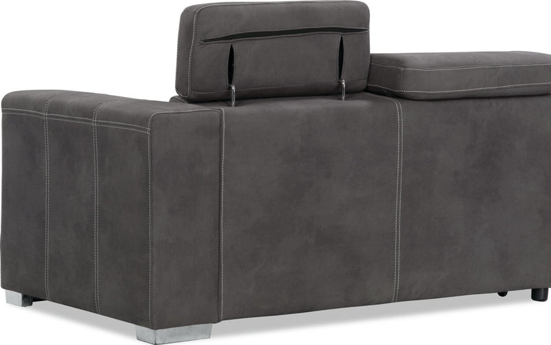 Sofa-lit sectionnel de gauche Drake 3 pièces en tissu de suédine avec pouf de rangement - gris ciment