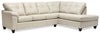 Sofa sectionnel de droite Addison 2 pièces fabriqué au Canada en tissu d’apparence cuir avec coussins de siège amovibles - beige