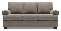 Sofa Roll de Sofa Lab de 86 po fabriqué au Canada en tissu d’apparence lin avec accoudoirs enroulés - gris Luna Smoke
