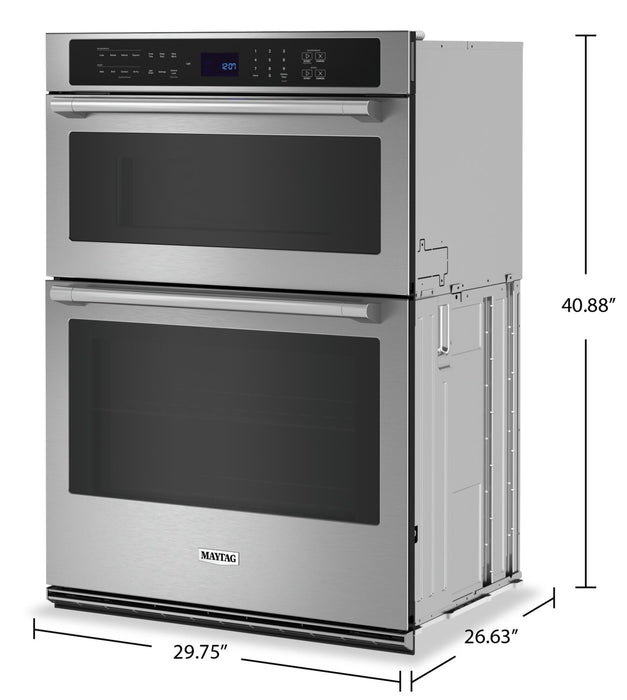 Four mural combiné électrique Maytag de 6,4 pi³ et de 30 po avec convection véritable - acier inoxydable résistant aux traces de doigts - MOEC6030LZ