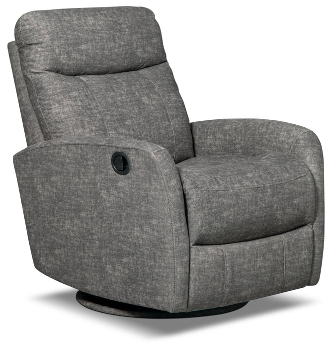 Fauteuil pivotant, coulissant et inclinable Jeffry de 30,3 po en tissu de velours - gris