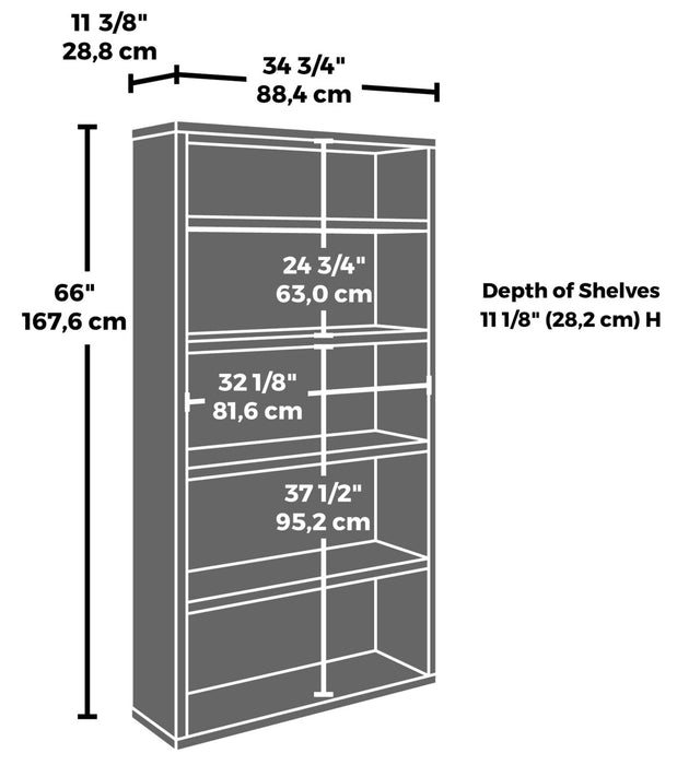 Bibliothèque Affirm de 34,8 po de qualité commerciale à 5 tablettes - orme noble